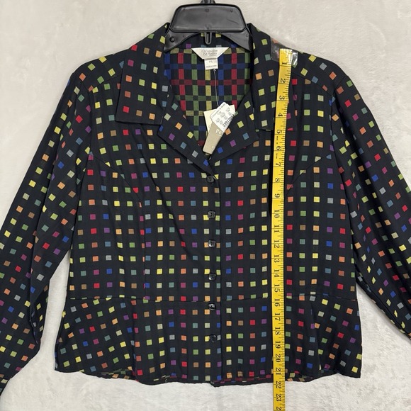 Y2K Christopher & Banks Rainbow Peplum Button Down Top Size L‎ P Cropped Teacher - Picture 12 of 15